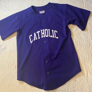 Purple Catholic High 90s Y2k Baseball Jersey M
